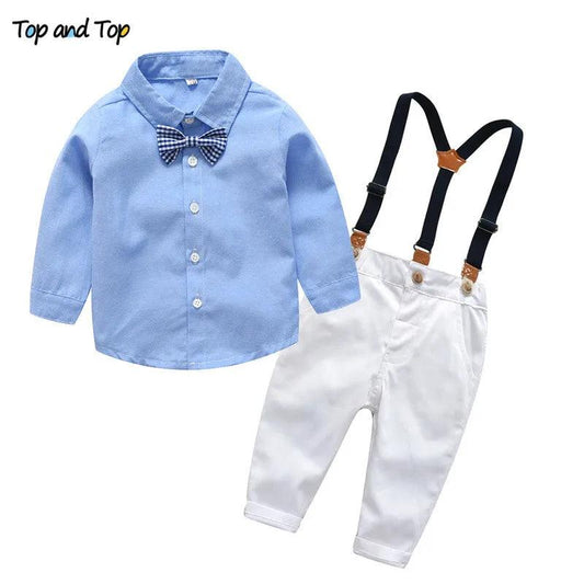 Boy's Formal Suits Long Sleeve Shirt+Suspenders Trousers Casual kids Clothes