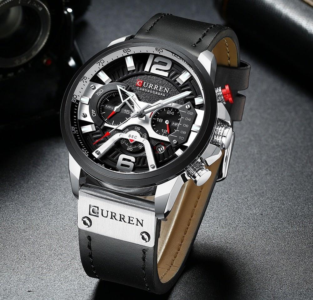 Men's Leather Strap Chronograph Luxury Wrist Watch - Smart Shoppers Deal