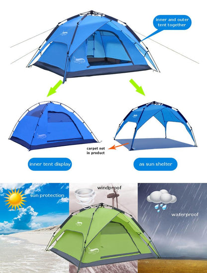 Portable Automatic Tent for 3-4 Person Family - Instant Setup for Hiking, Camping and Travel - Smart Shoppers Deal