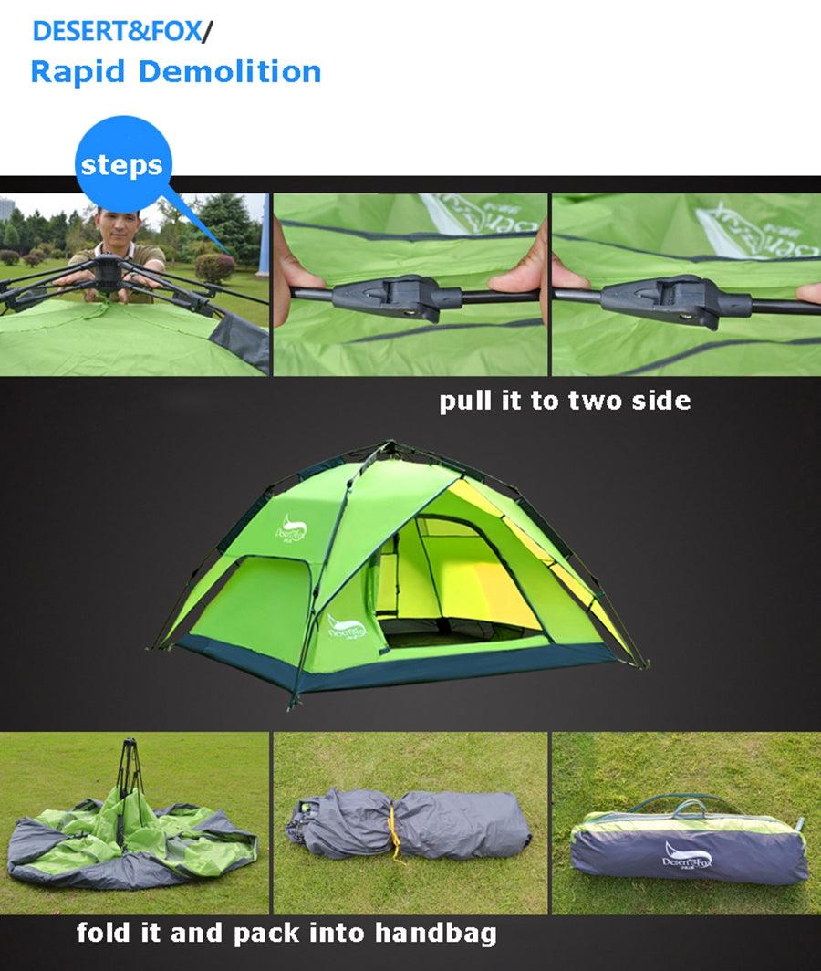 Portable Automatic Tent for 3-4 Person Family - Instant Setup for Hiking, Camping and Travel - Smart Shoppers Deal