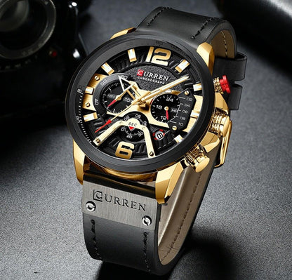 Men's Leather Strap Chronograph Luxury Wrist Watch - Smart Shoppers Deal