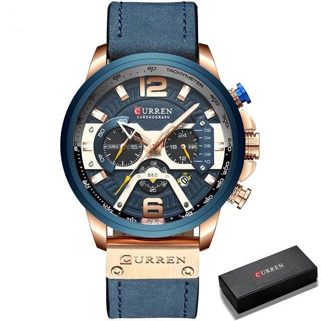 Men's Leather Strap Chronograph Luxury Wrist Watch - Smart Shoppers Deal