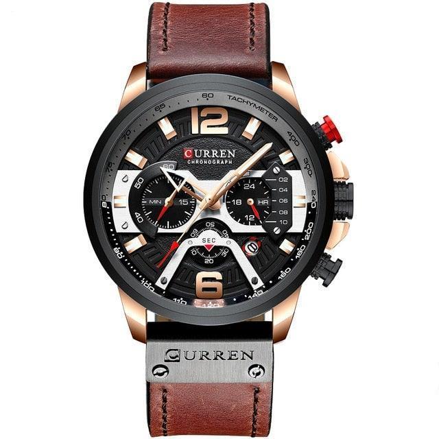 Men's Leather Strap Chronograph Luxury Wrist Watch - Smart Shoppers Deal