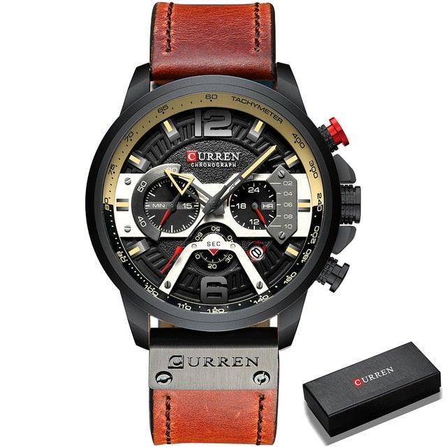 Men's Leather Strap Chronograph Luxury Wrist Watch - Smart Shoppers Deal