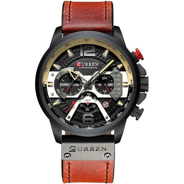 Men's Leather Strap Chronograph Luxury Wrist Watch - Smart Shoppers Deal