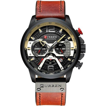 Men's Leather Strap Chronograph Luxury Wrist Watch - Smart Shoppers Deal