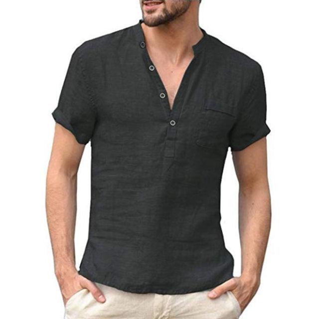 Breathable Pure Cotton Linen Short Sleeve Summer T-Shirt for Men - Smart Shoppers Deal